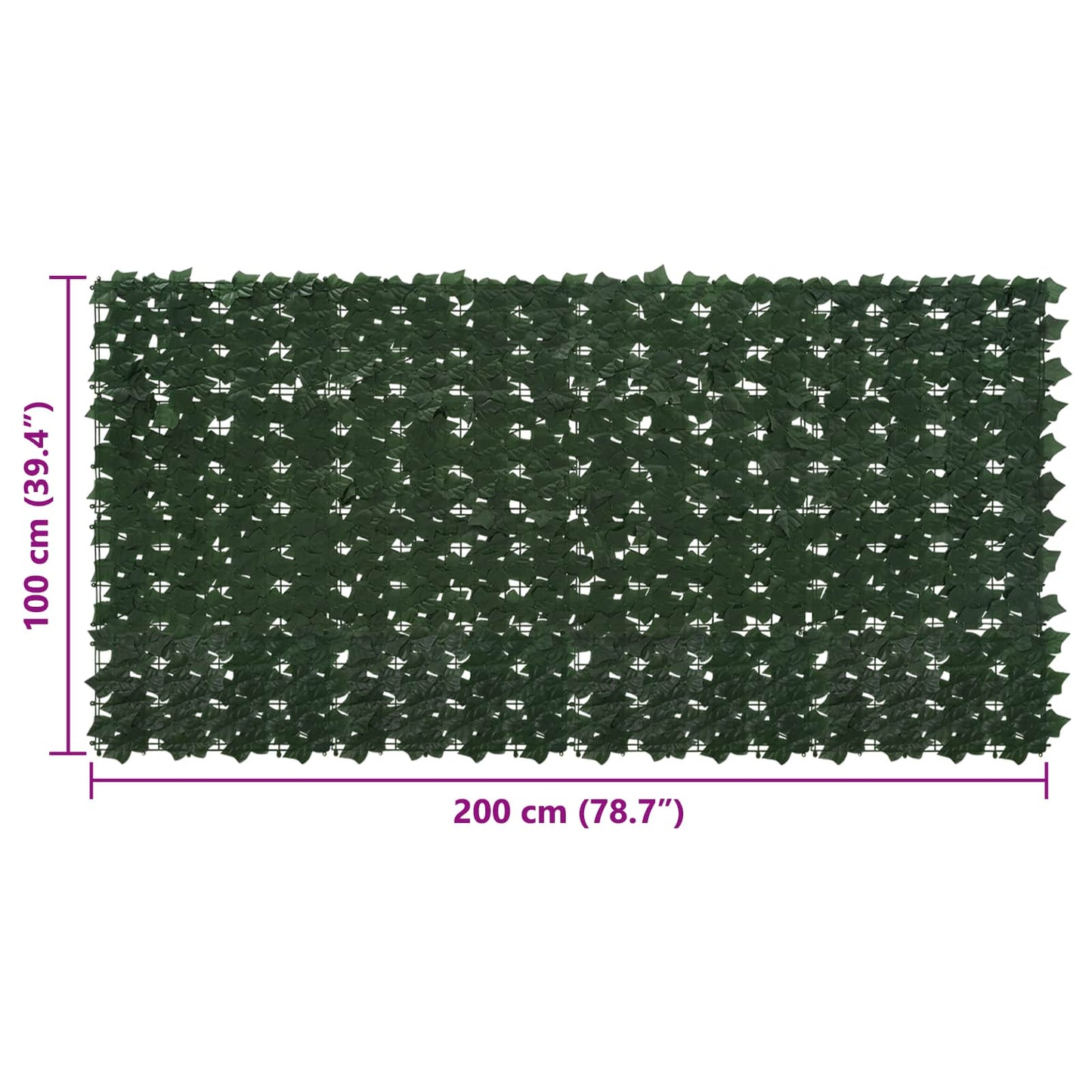 Balcony Screen with Leaves Dunkelgrün 200 x 100 cm