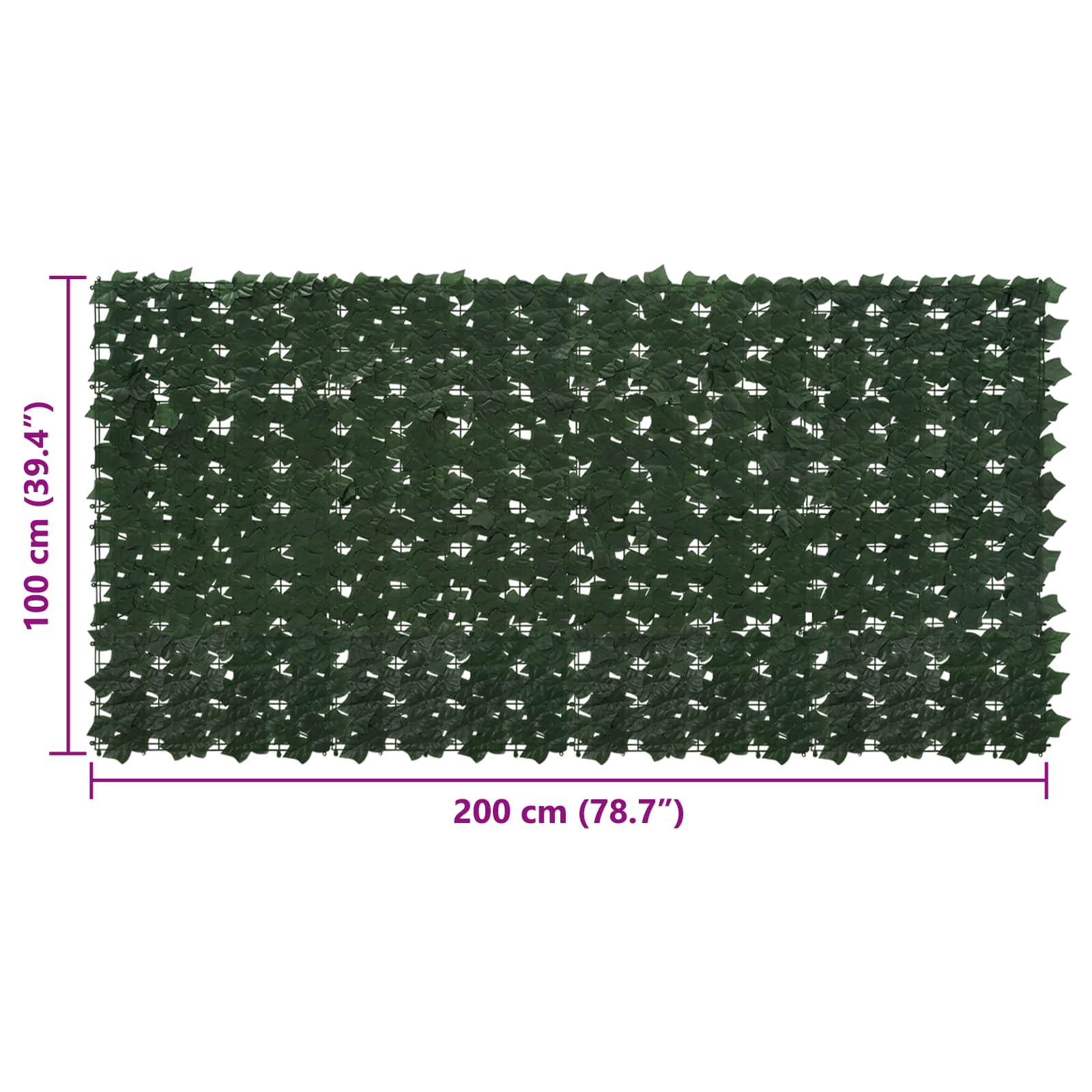 Balcony Screen with Leaves Dunkelgrün 200 x 100 cm