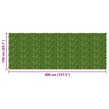 Balcony Screen with Leaves Grün und Gelb 400 x 150 cm