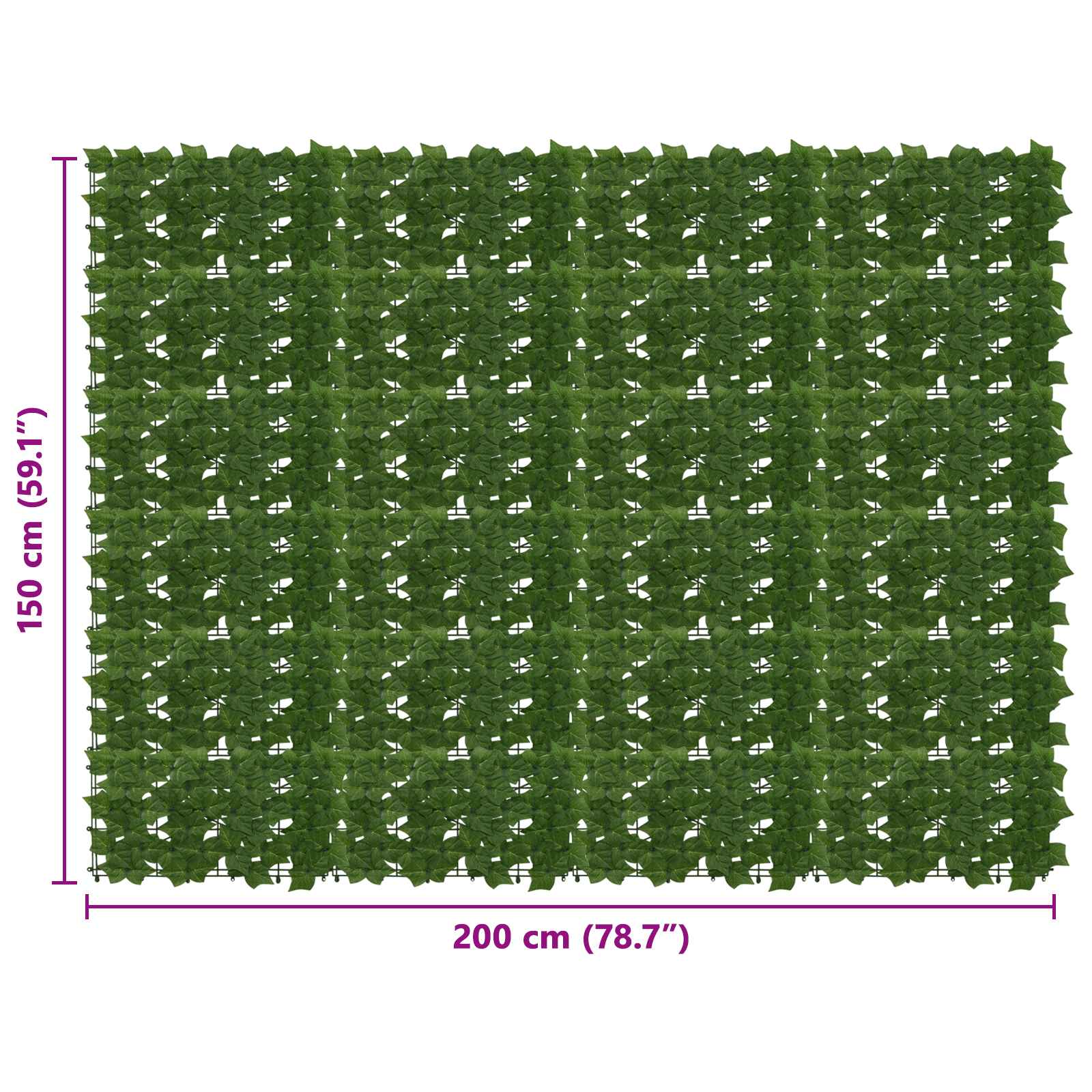 Balcony Screen with Leaves Grün 200 x 150 cm