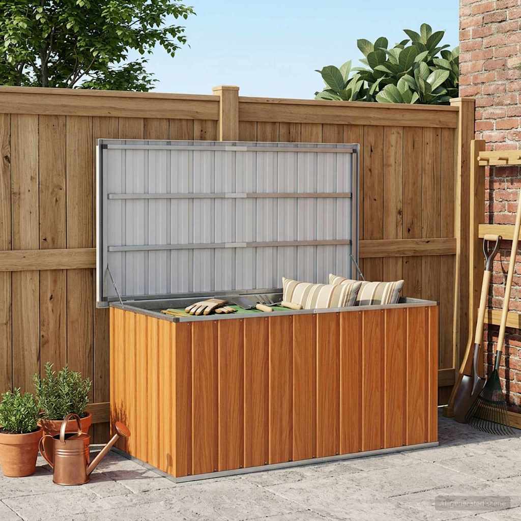 Außenlagerbox Holz 129 x 67 x 65 cm Verzinkter Stahl