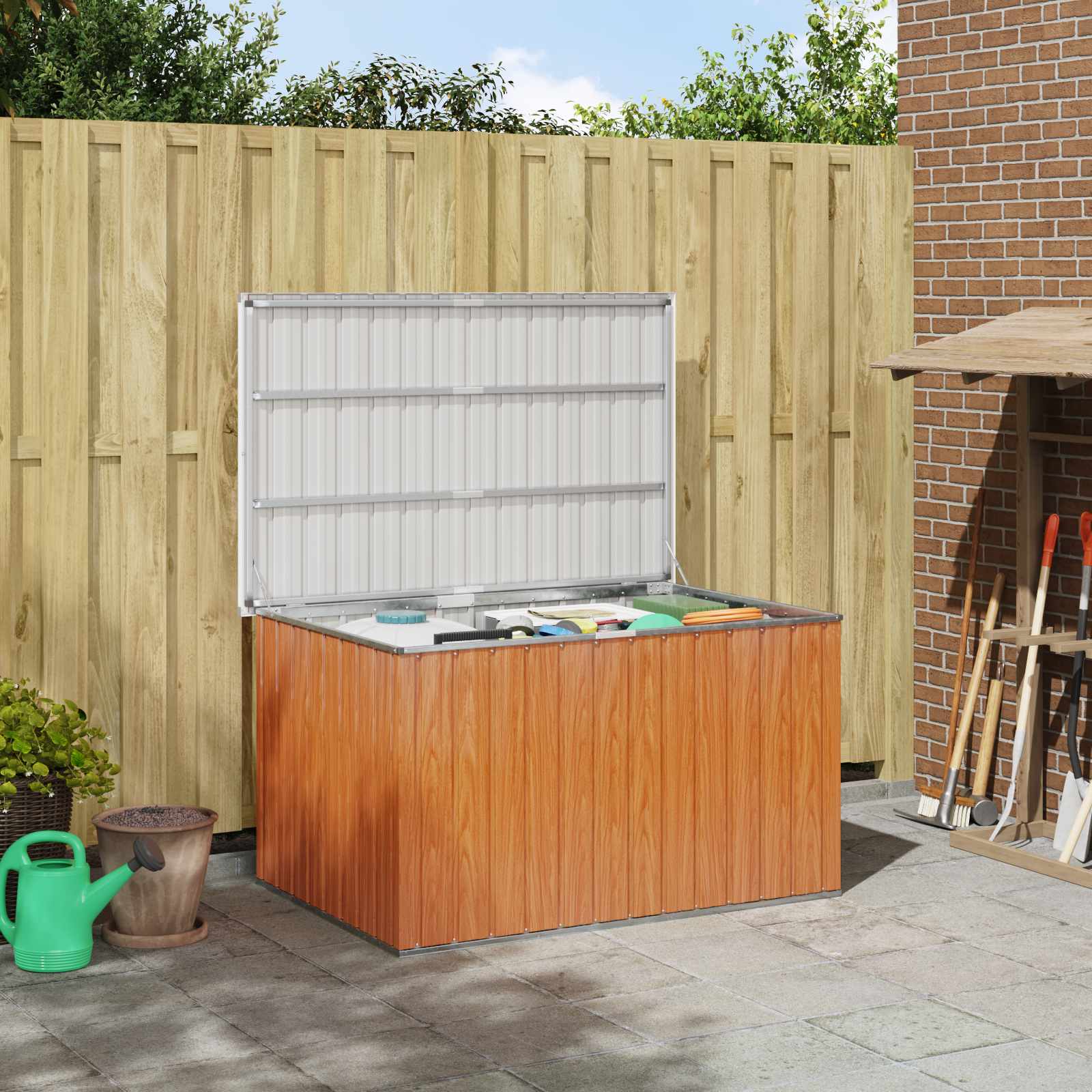 Außenlagerbox Verzinkter Stahl 150 x 101 x 91 cm Holz