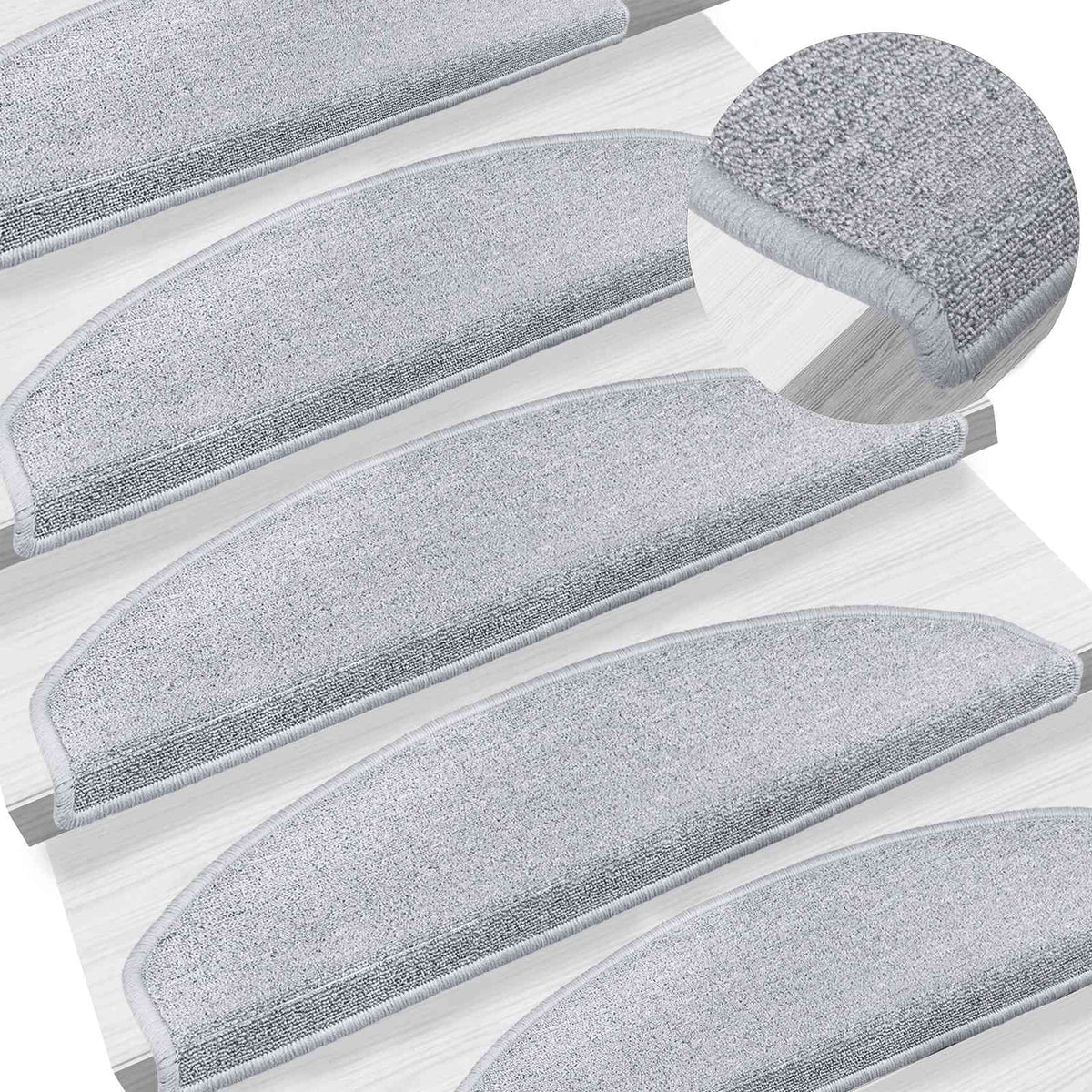 Selbstklebende Stufenmatten 15 Stk. 80 x 24,5 x 3,5 cm Hellgrau