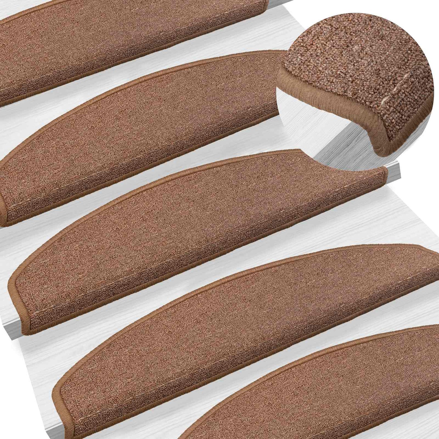 Selbstklebende Stufenmatten 15 Stk. 80 x 24,5 x 3,5 cm Braun
