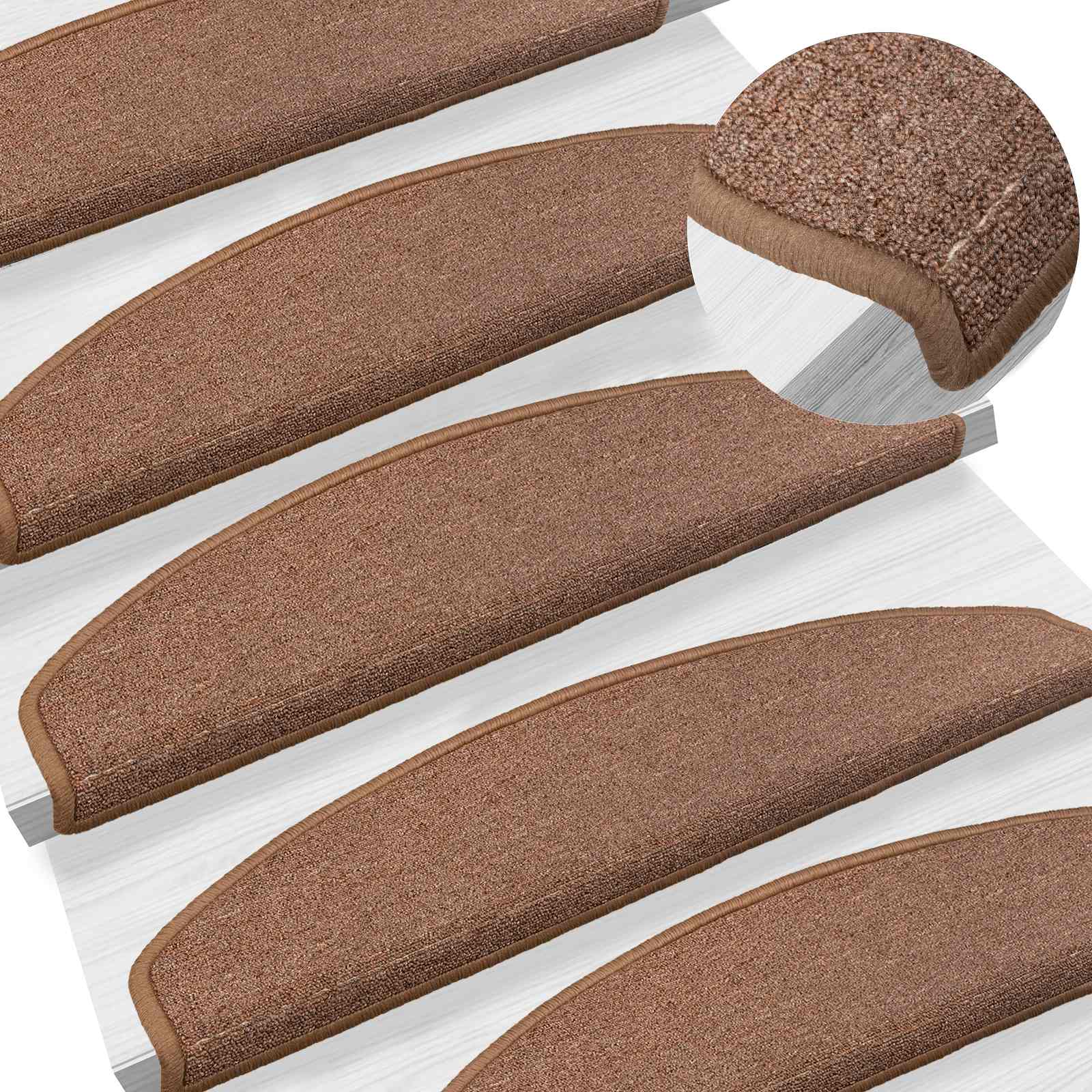 Selbstklebende Stufenmatten 15 Stk. 80 x 24,5 x 3,5 cm Braun