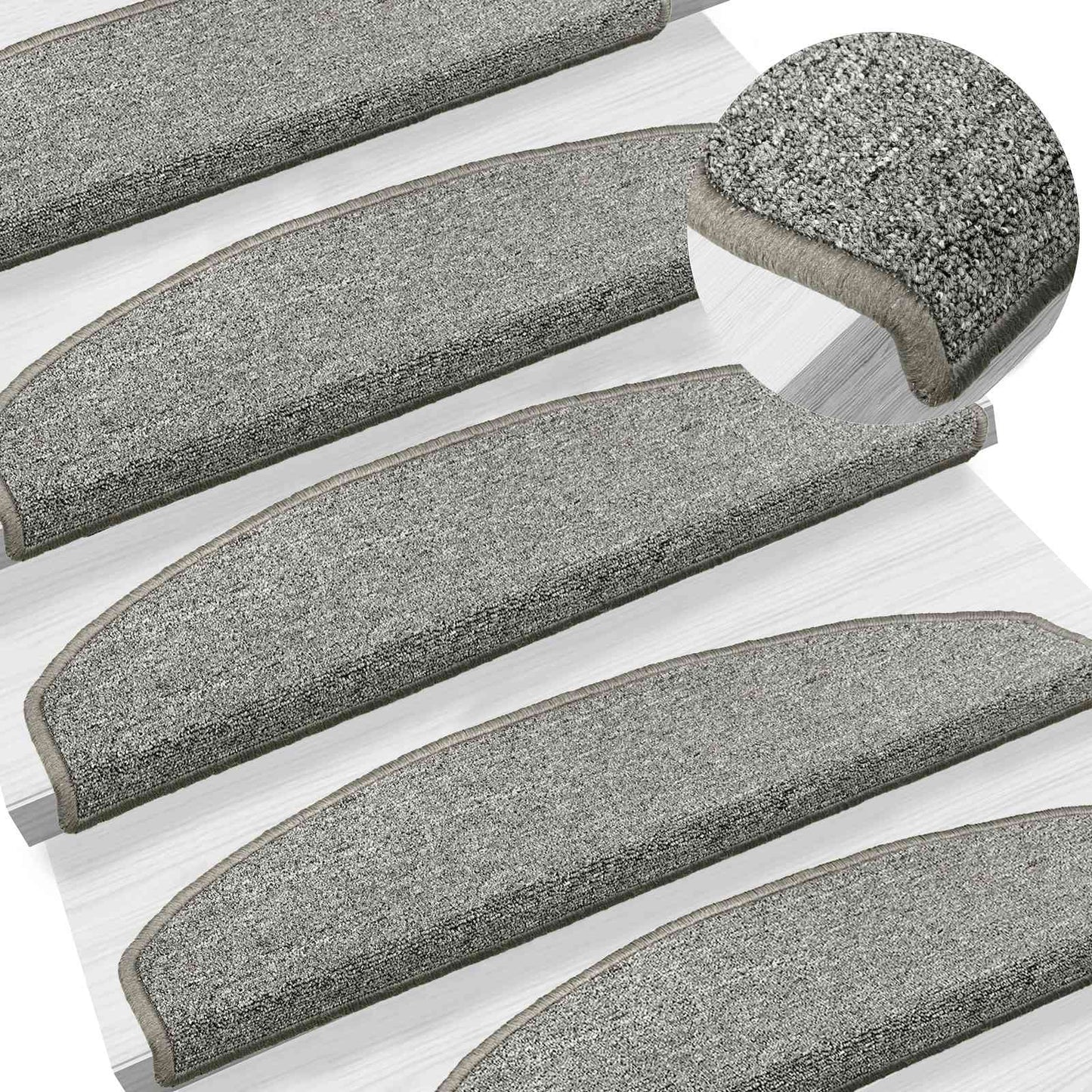 Selbstklebende Stufenmatten 15 Stk. 80 x 24,5 x 3,5 cm Hellgrau