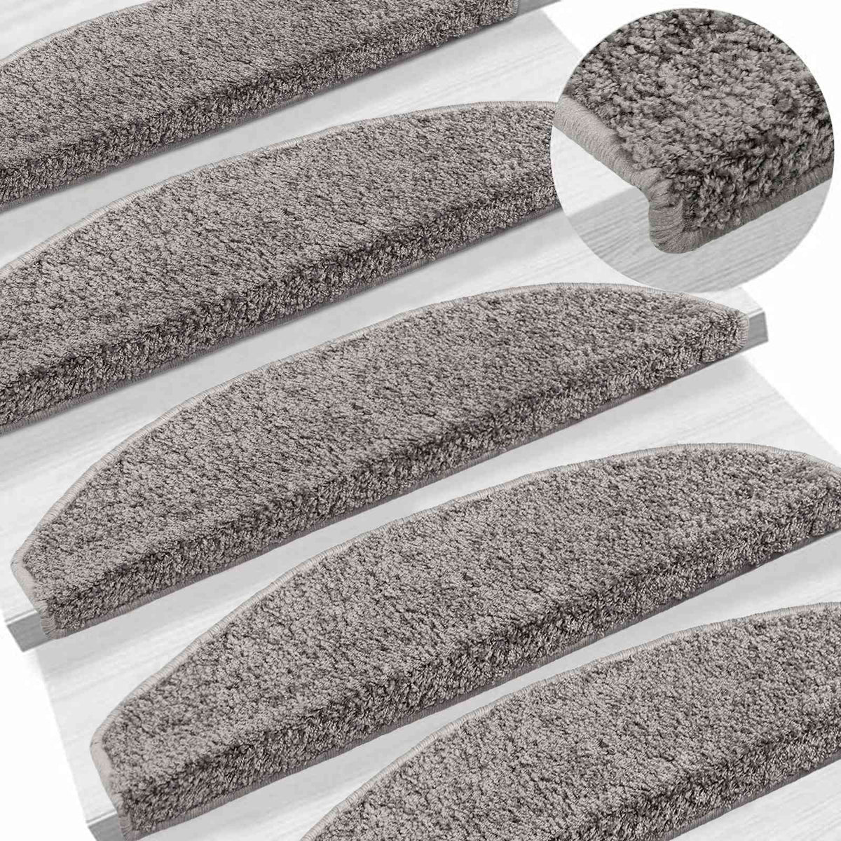Selbstklebende Stufenmatten 15 stk. 80 x 24,5 x 3,5 cm Grau