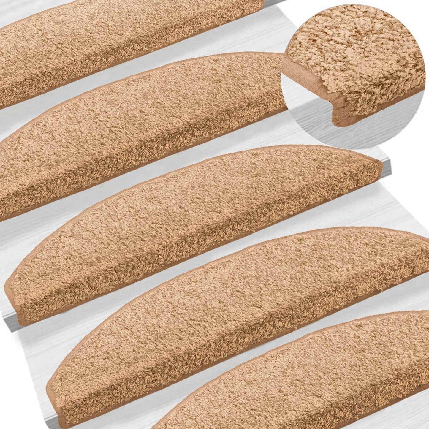 Selbstklebende Treppenschoner 15 stk. 80 x 24,5 x 3,5 cm Beige