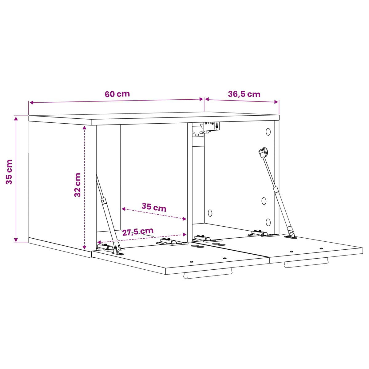 Wandschrank 60 x 36,5 x 35 cm Holzwerkstoff Artisan-Eiche