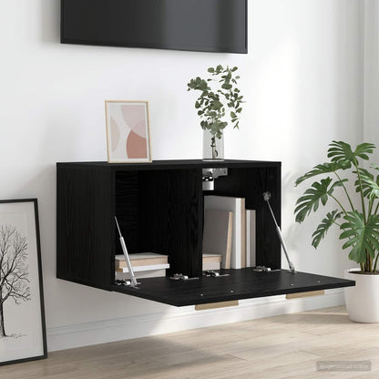 Wandschrank Schwarz Eichen-Optik 60 x 36,5 x 35 cm