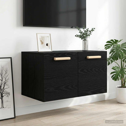 Wandschrank Schwarz Eichen-Optik 60 x 36,5 x 35 cm