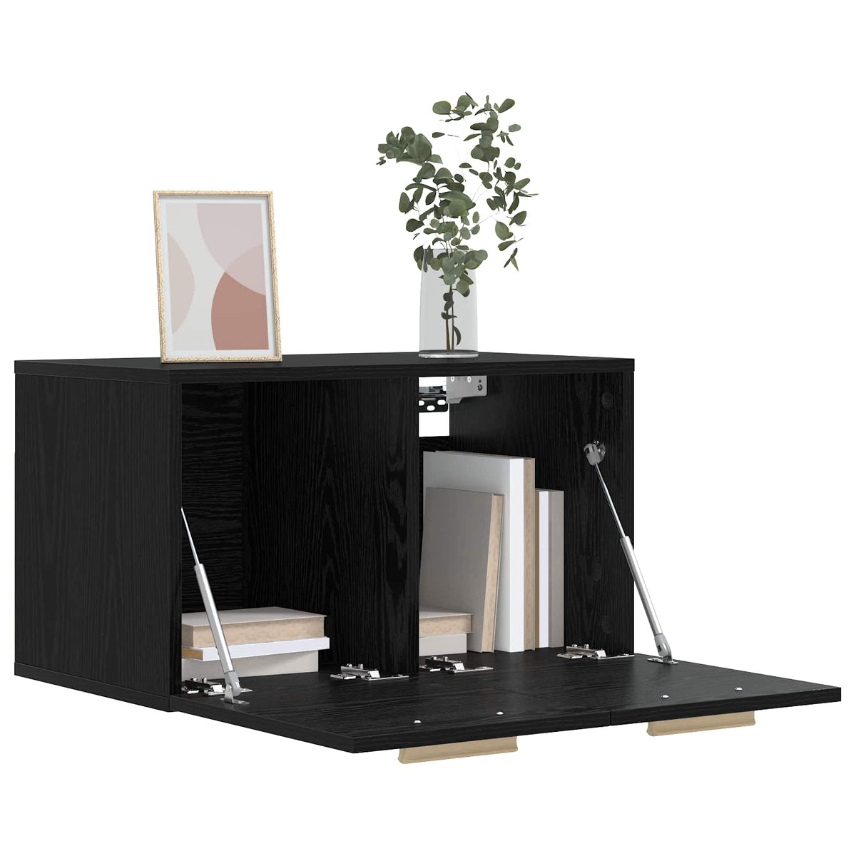 Wandschrank Schwarz Eichen-Optik 60 x 36,5 x 35 cm