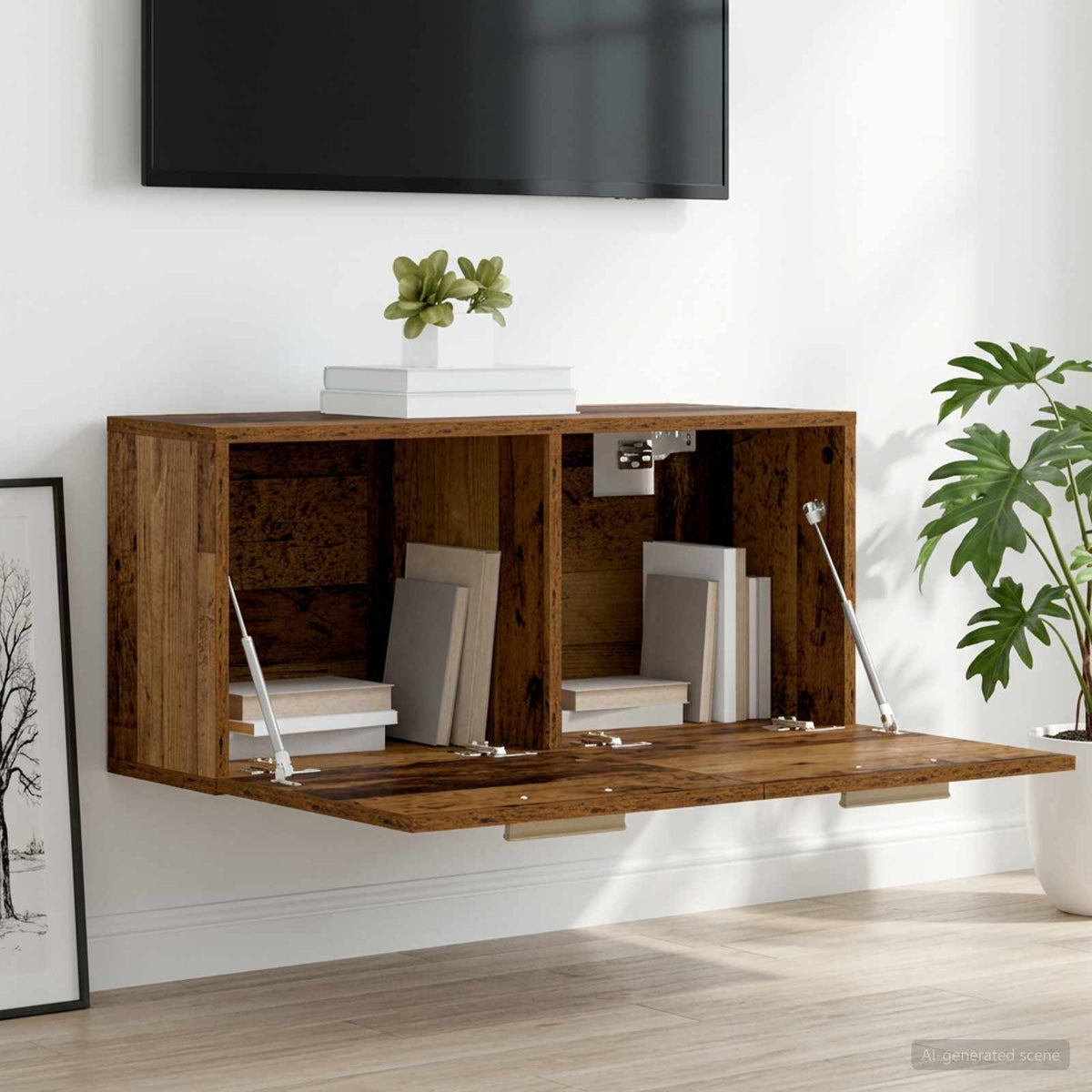 Wandschrank Wandhalterung Altholz 80 x 36,5 x 35 cm