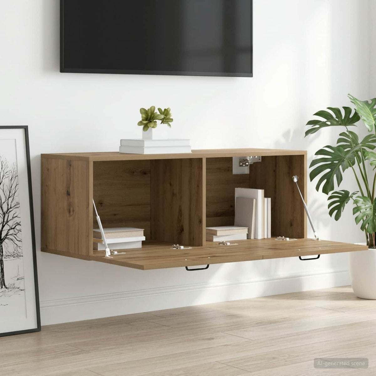 Wandschrank 100 x 36,5 x 35 cm Holzwerkstoff Artisan-Eiche