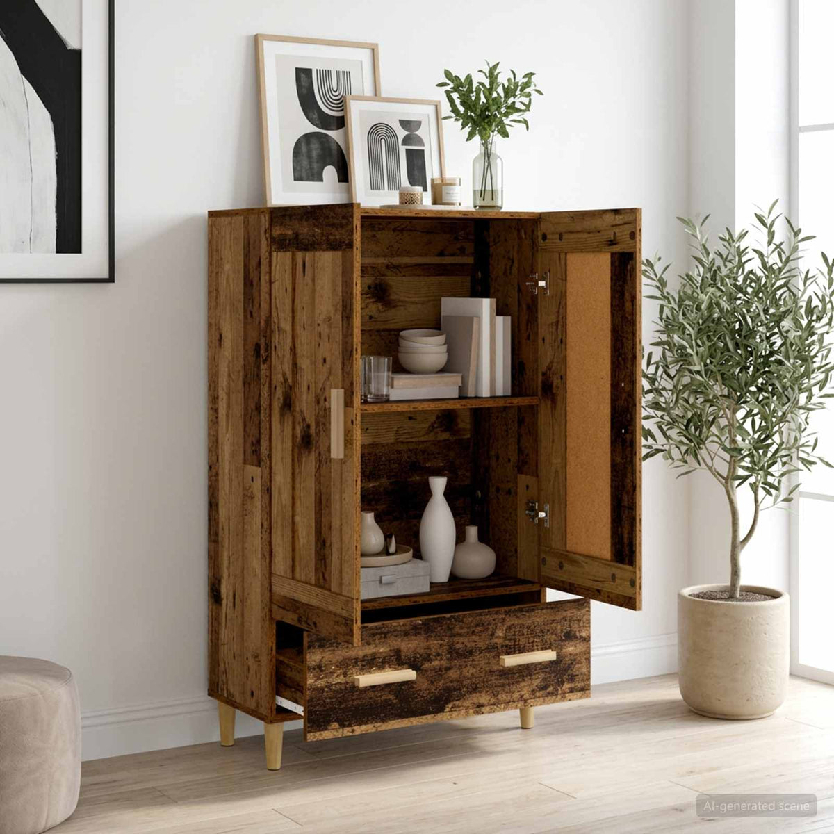 Highboard Altholz 70 x 31 x 115 cm Holzwerkstoff