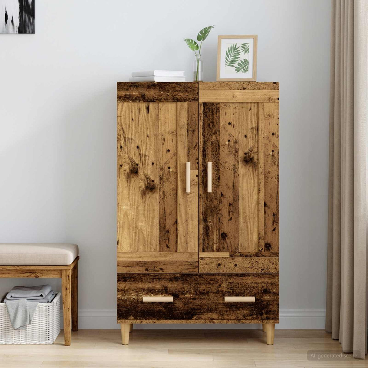 Highboard Altholz 70 x 31 x 115 cm Holzwerkstoff