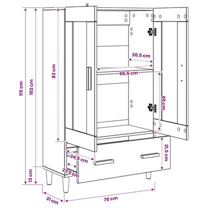 Highboard Artisan-Eiche 70 x 31 x 115 cm Holzwerkstoff