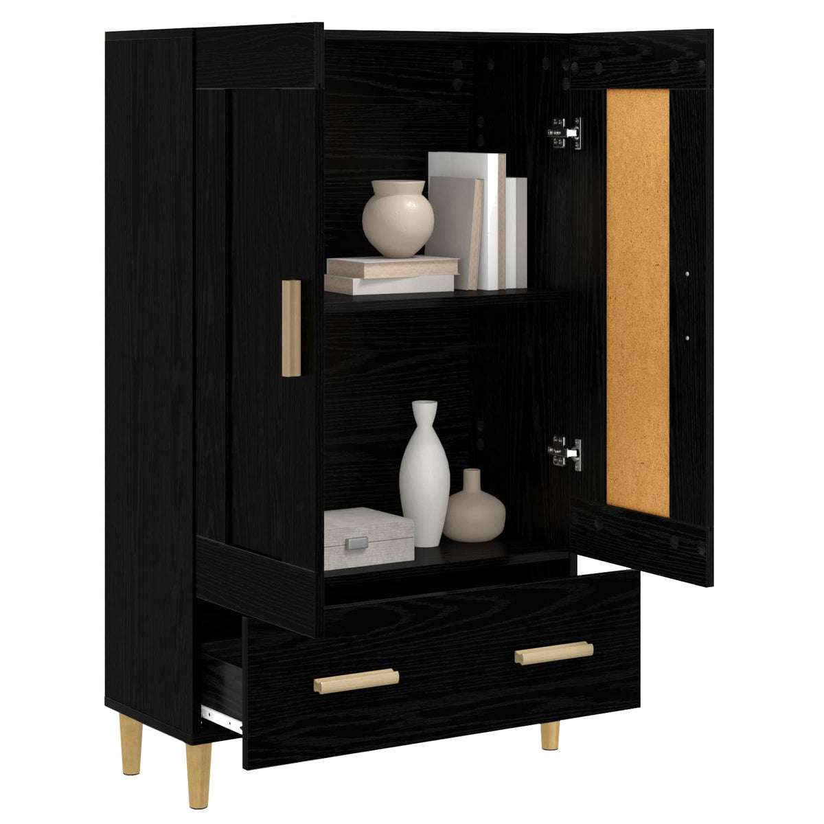 Highboard Schwarz Eichen-Optik 70 x 31 x 115 cm Holzwerkstoff