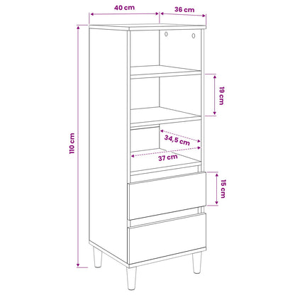 Highboard Altholz 40 x 36 x 110 cm Holzwerkstoff