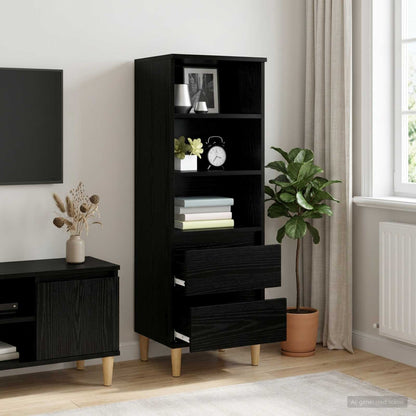 Highboard Schwarz Eichen-Optik 40 x 36 x 110 cm Holzwerkstoff