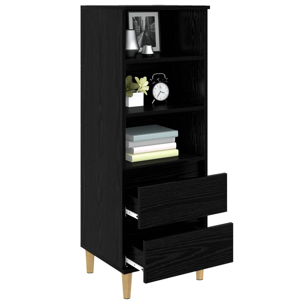 Highboard Schwarz Eichen-Optik 40 x 36 x 110 cm Holzwerkstoff