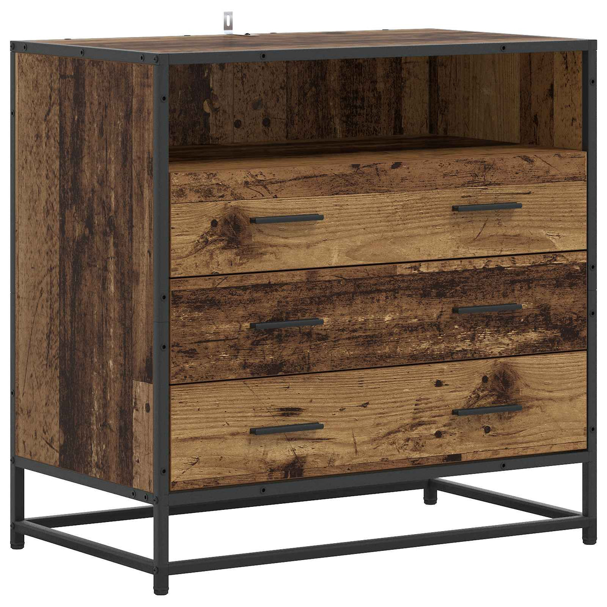 Schubladenschrank 3-Schublade Altholz 70 x 41 x 70 cm