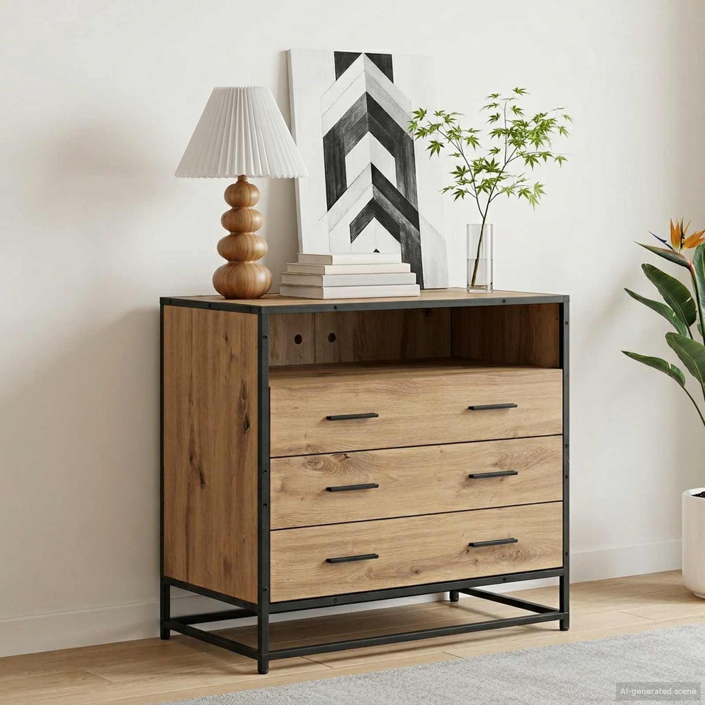 Schubladenschrank 3-Schublade Artisan-Eiche 70 x 41 x 70 cm