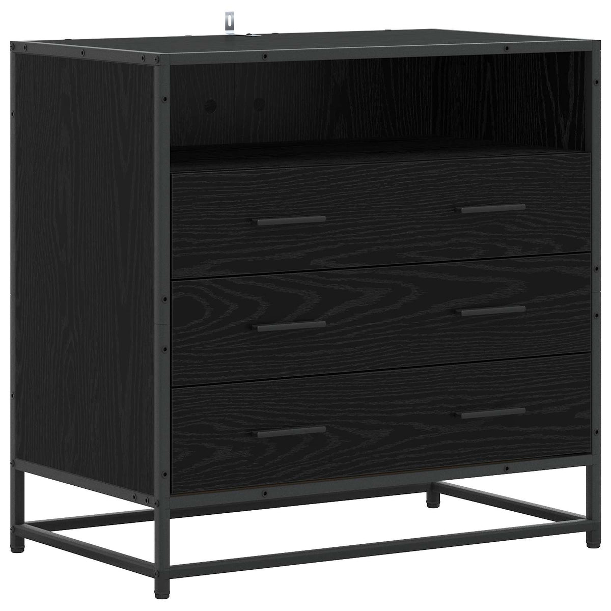 Schubladenschrank 3-Schublade Schwarz Eichen-Optik
