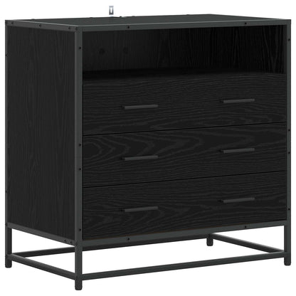 Schubladenschrank 3-Schublade Schwarz Eichen-Optik