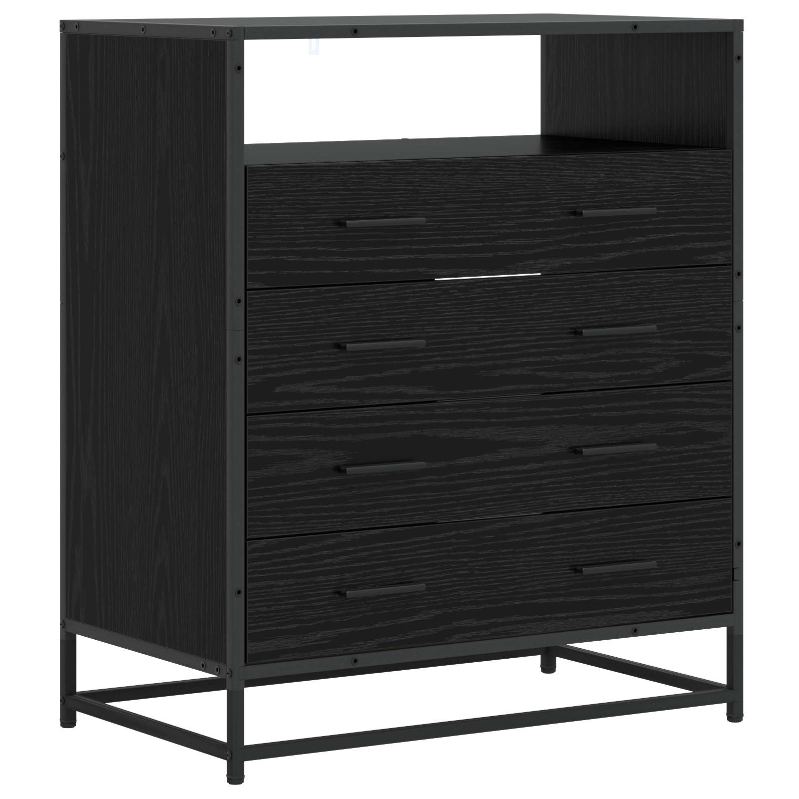 Schubladenschrank 4-Schublade Schwarz Eichen-Optik