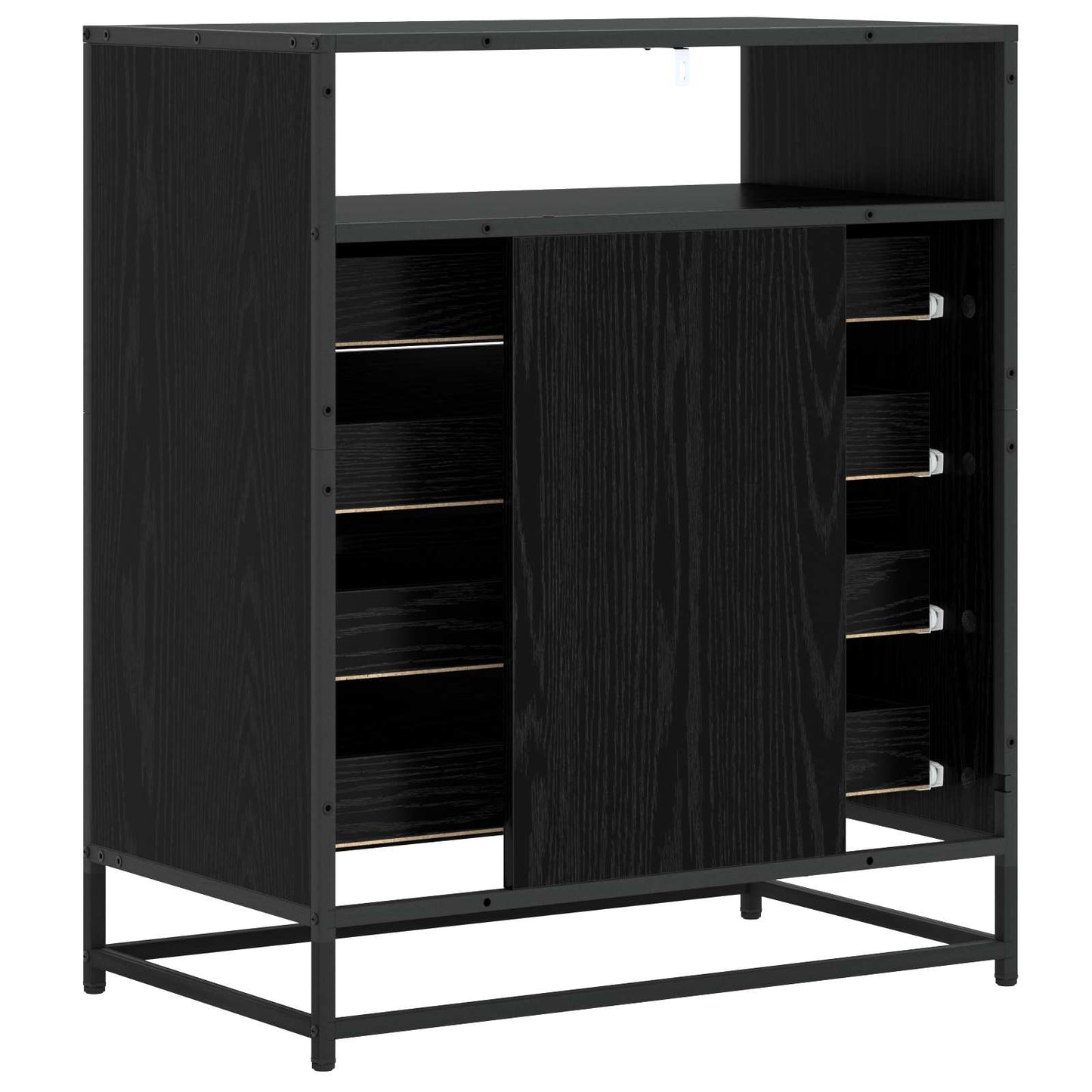 Schubladenschrank 4-Schublade Schwarz Eichen-Optik
