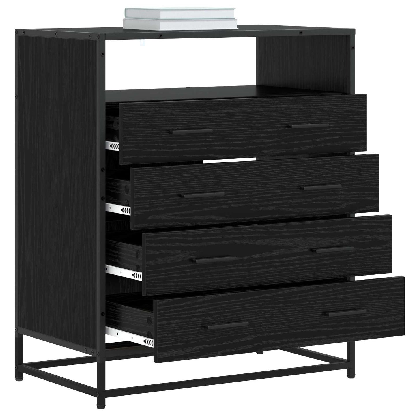 Schubladenschrank 4-Schublade Schwarz Eichen-Optik