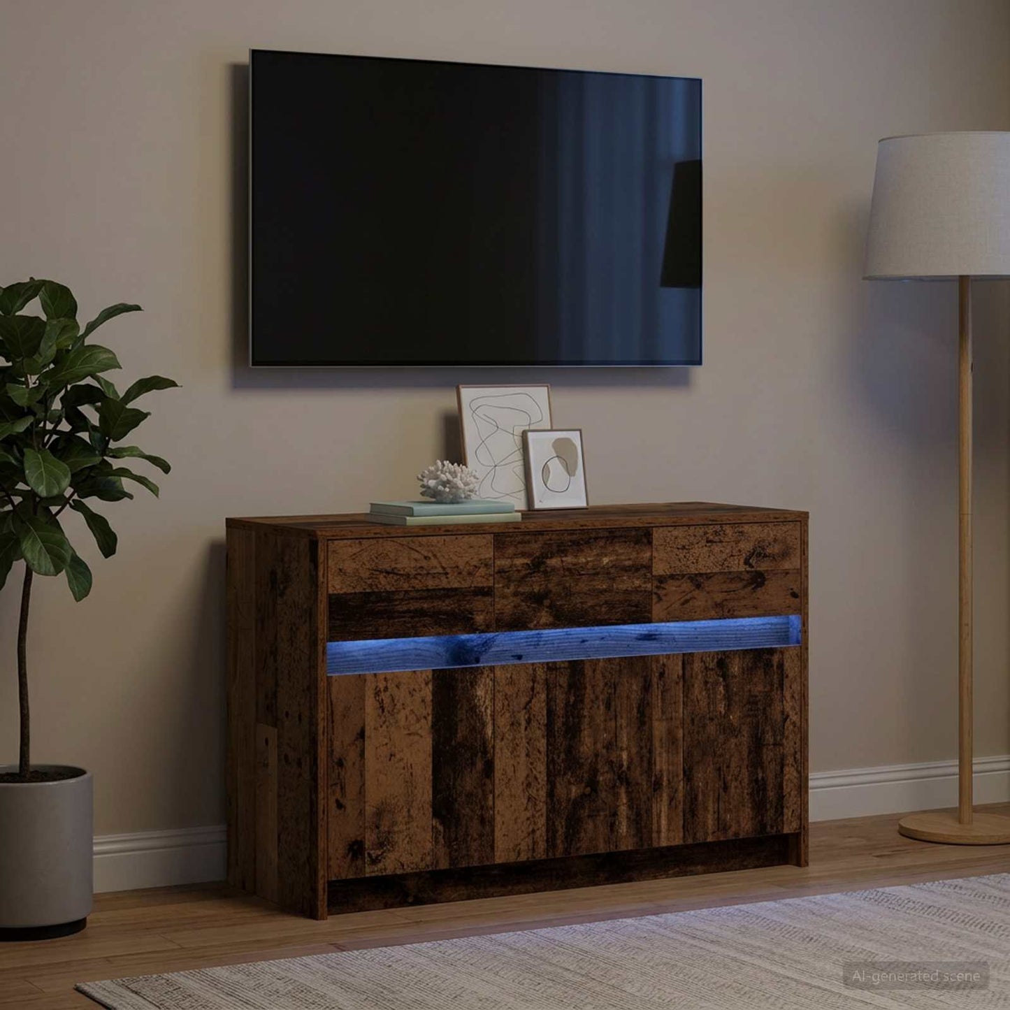 TV-Schränk 91 x 34 x 61 cm Altholz Holzwerkstoff