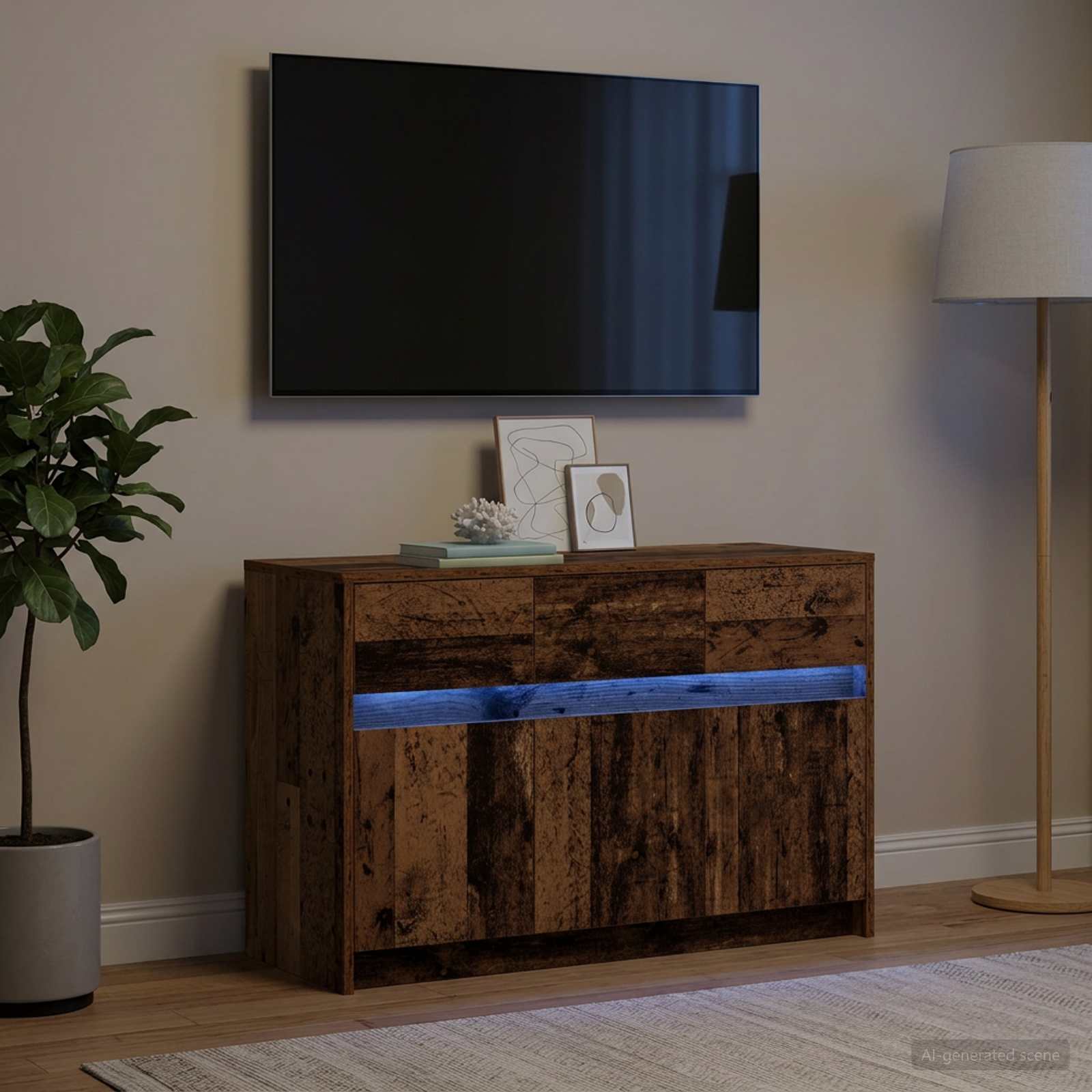 TV-Schränk 91 x 34 x 61 cm Altholz Holzwerkstoff