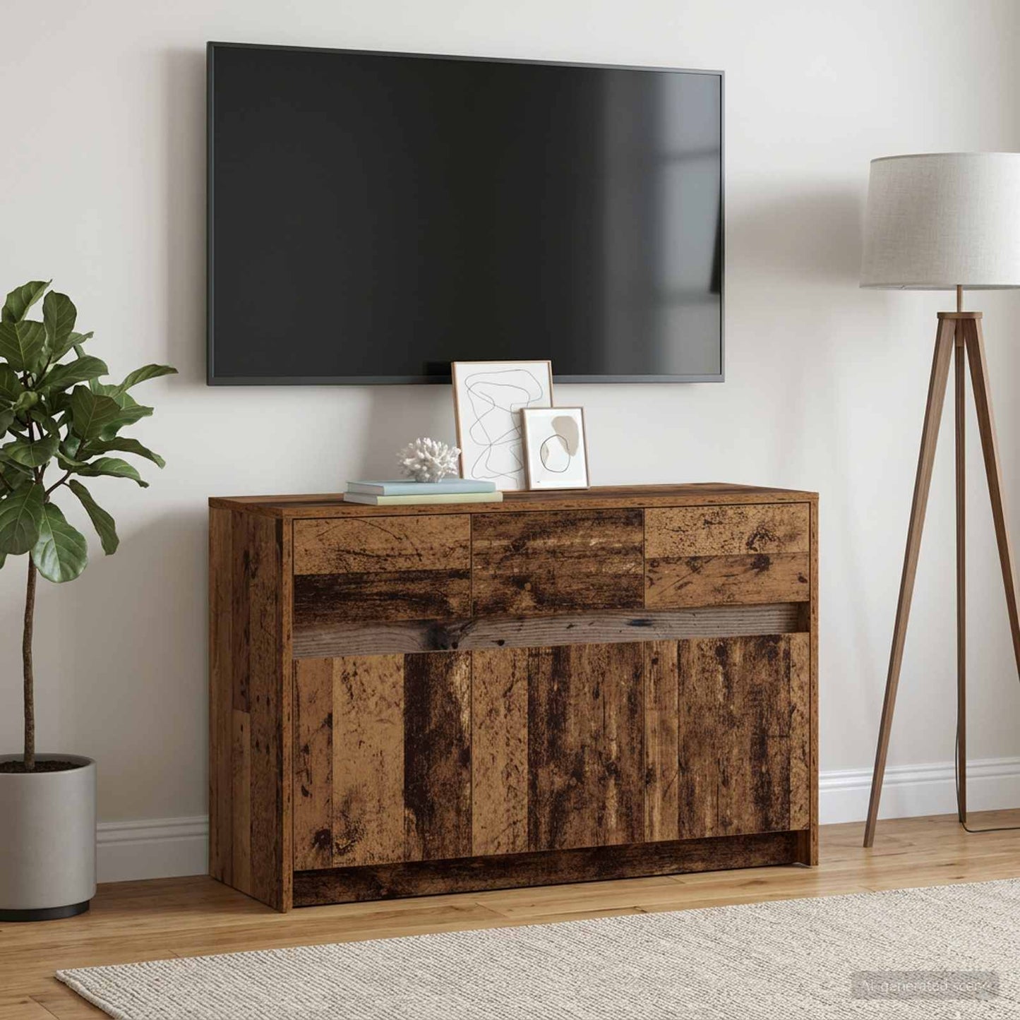 TV-Schränk 91 x 34 x 61 cm Altholz Holzwerkstoff