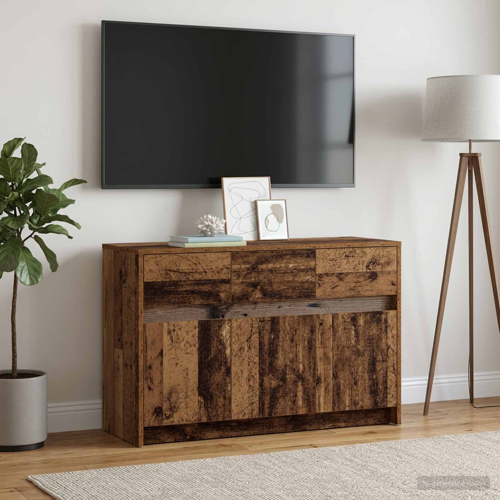 TV-Schränk 91 x 34 x 61 cm Altholz Holzwerkstoff
