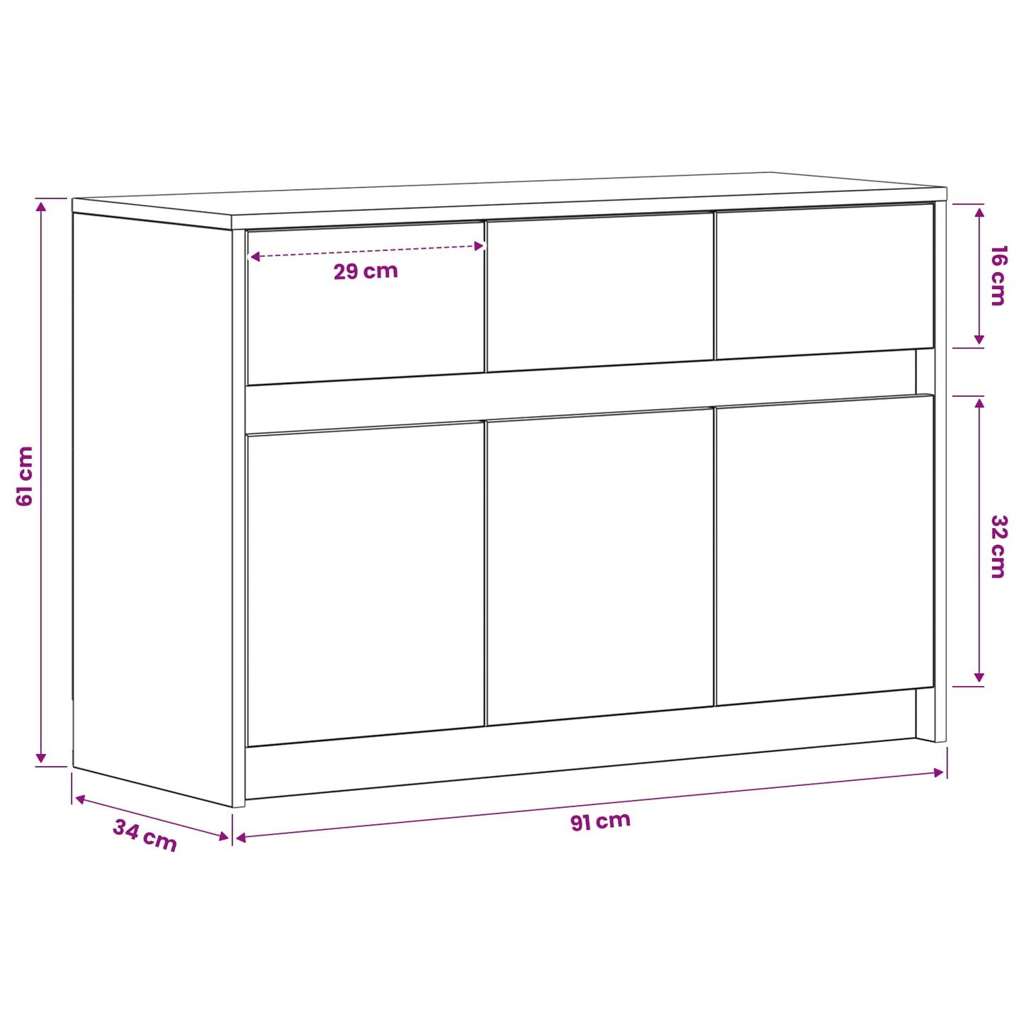 TV-Schränk 91 x 34 x 61 cm Altholz Holzwerkstoff
