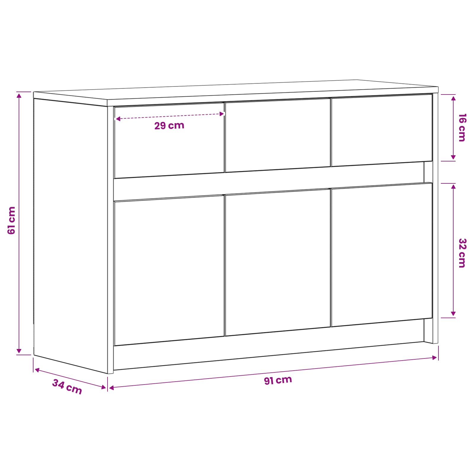 TV-Schränk 91 x 34 x 61 cm Altholz Holzwerkstoff