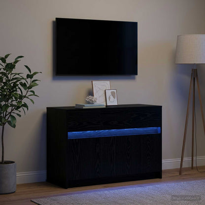 TV-Schränk 91 x 34 x 61 cm Schwarz Eichen-Optik Holzwerkstoff