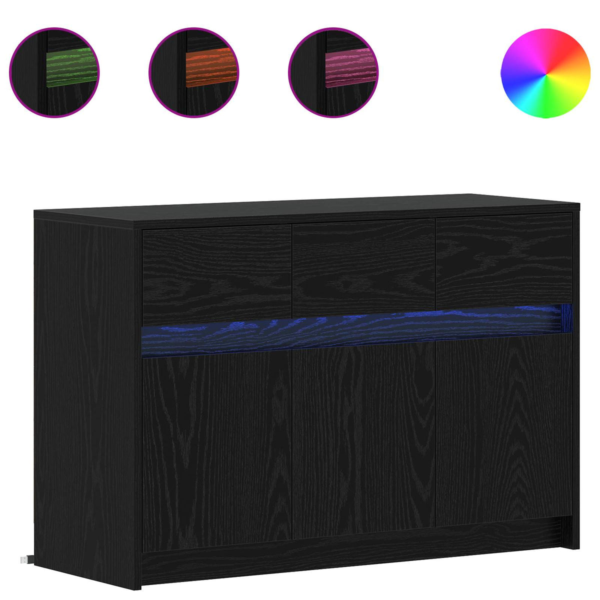 TV-Schränk 91 x 34 x 61 cm Schwarz Eichen-Optik Holzwerkstoff