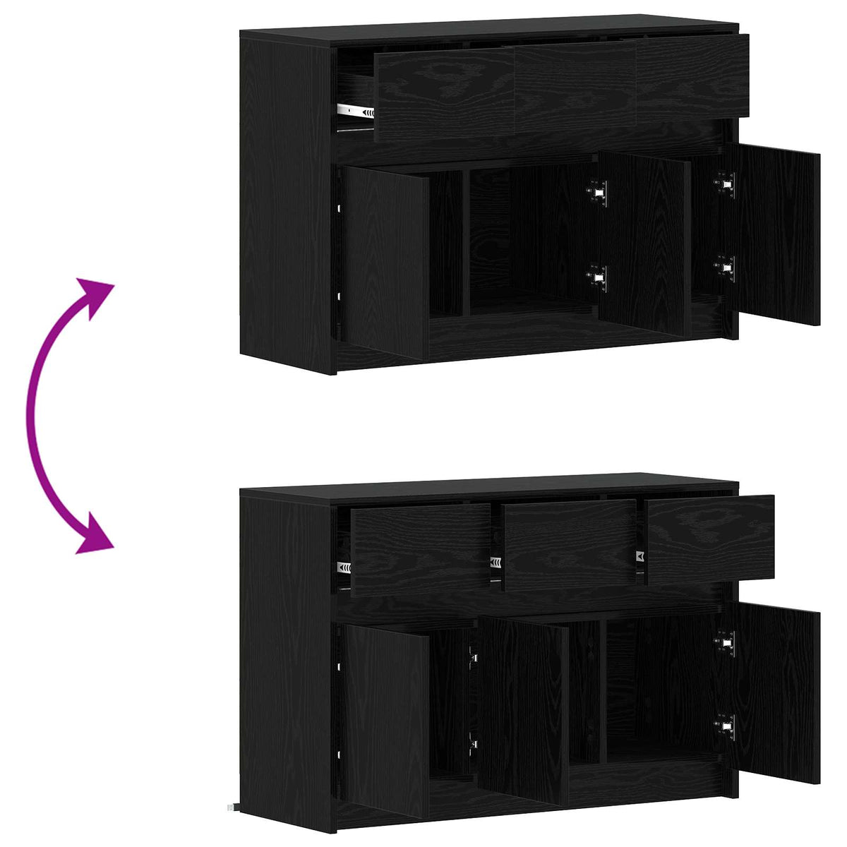 TV-Schränk 91 x 34 x 61 cm Schwarz Eichen-Optik Holzwerkstoff