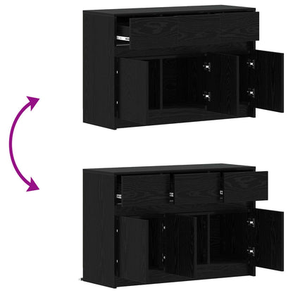 TV-Schränk 91 x 34 x 61 cm Schwarz Eichen-Optik Holzwerkstoff