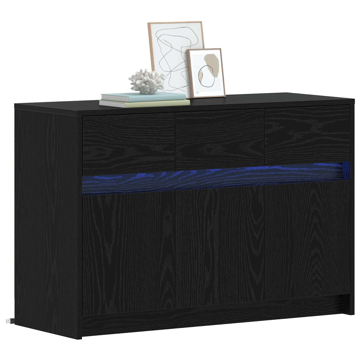 TV-Schränk 91 x 34 x 61 cm Schwarz Eichen-Optik Holzwerkstoff