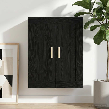 Wandschrank Wandhalterung Schwarz Eichen-Optik Holzwerkstoff