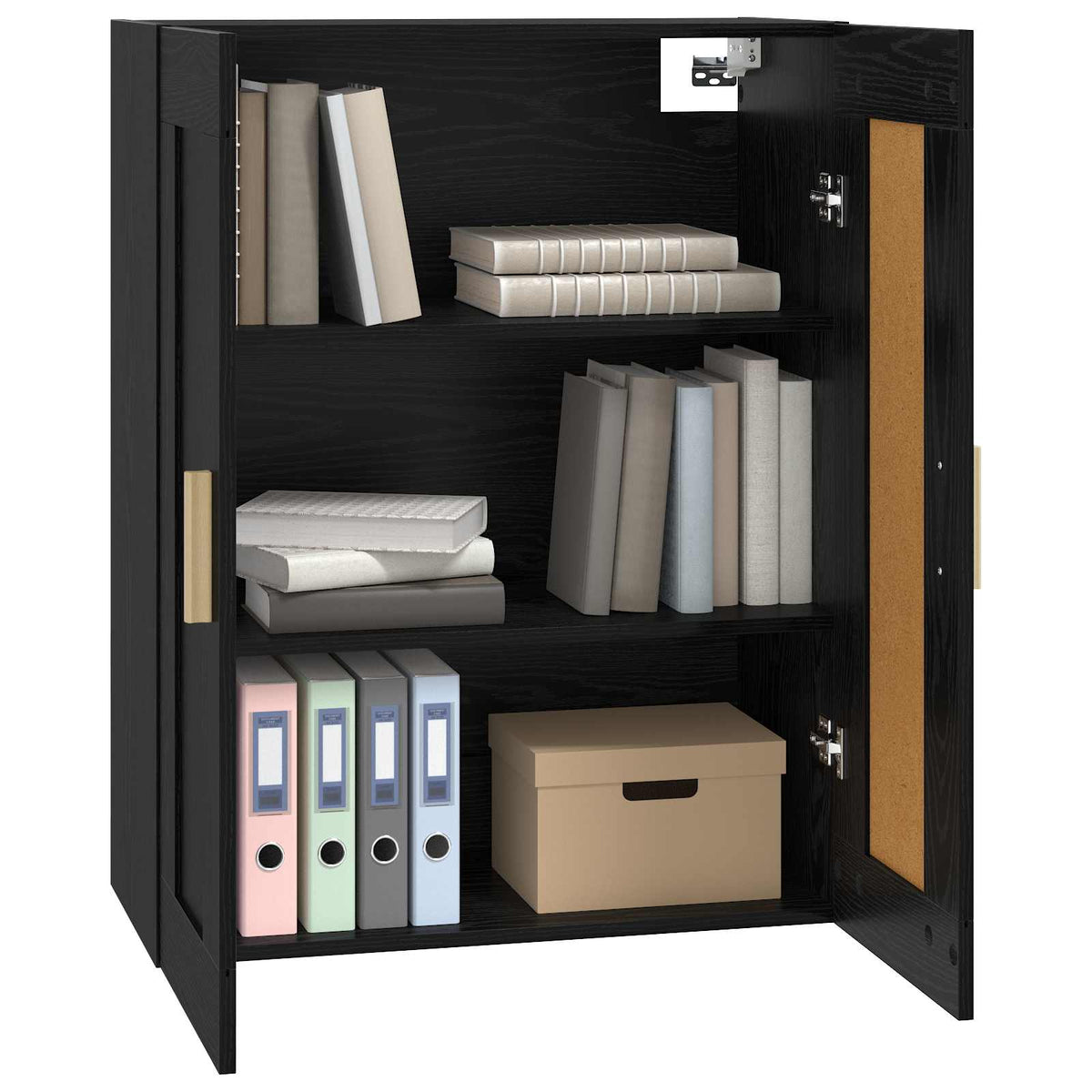 Wandschrank Wandhalterung Schwarz Eichen-Optik Holzwerkstoff