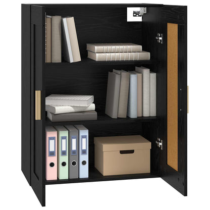 Wandschrank Wandhalterung Schwarz Eichen-Optik Holzwerkstoff