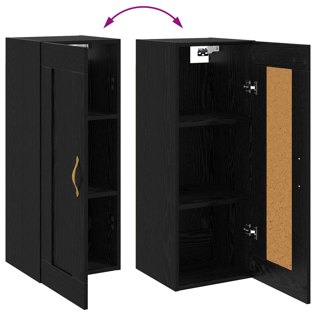 Wandschrank Schwarz Eichen-Optik 34,5 x 34 x 90 cm