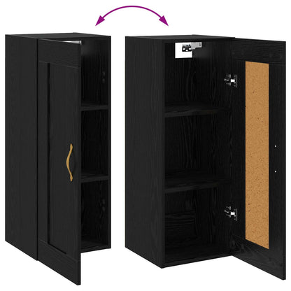 Wandschrank Schwarz Eichen-Optik 34,5 x 34 x 90 cm
