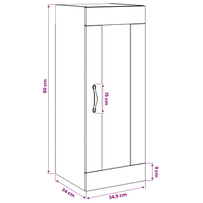 Wandschrank Schwarz Eichen-Optik 34,5 x 34 x 90 cm