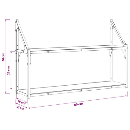 Wandregal Wandhalterung Artisan-Eiche 80 x 21 x 51 cm Metall PB